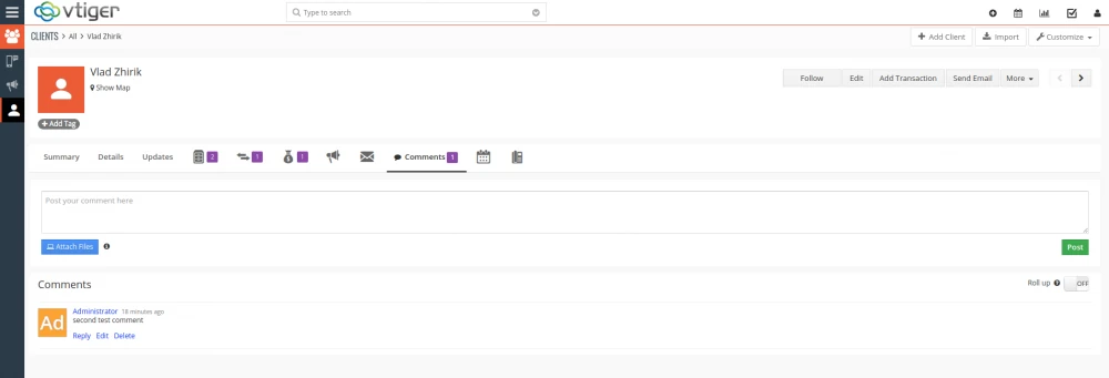 Добавляем в Vtiger CRM функционал по удалению комментариев