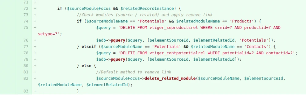 Удаляем связанные записи через вебсервисы Vtiger CRM
