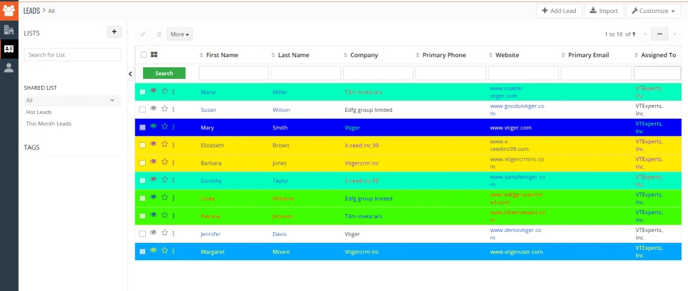 Модуль подсветки записей в общем списке